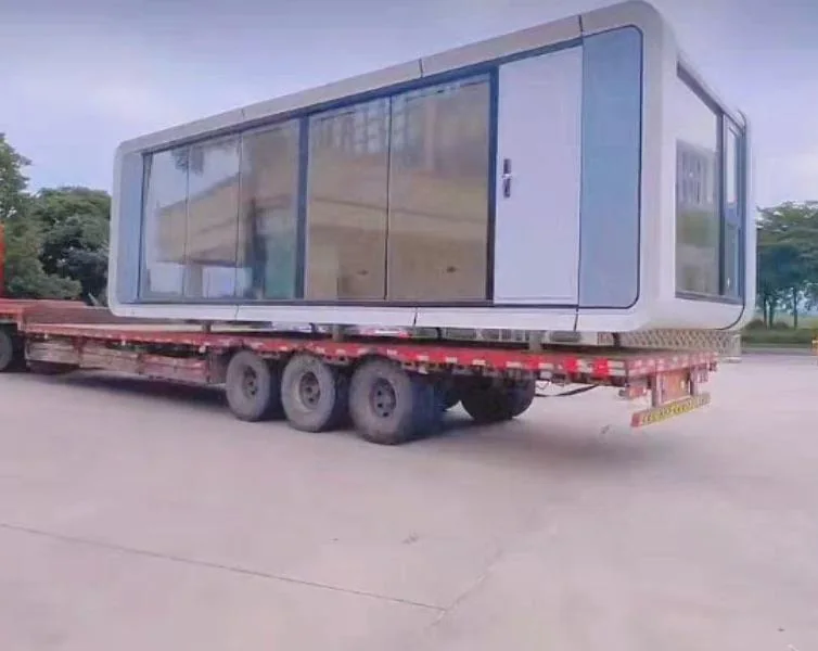 Apple Capsule being transported on a trailer